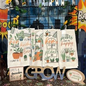 New Trueliving 8Pcs Set of Plant Lady Kitchen Towels, Sign, Shout Out, Bud Vase